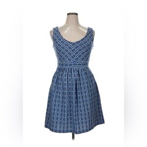 Maeve Blue Patterned Sleeveless Fit-and-Flare Mini Dress